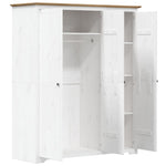 Wardrobe BODO White and Brown 151.5x52x176.5cm Solid Wood Pine - Bargainia.com - 