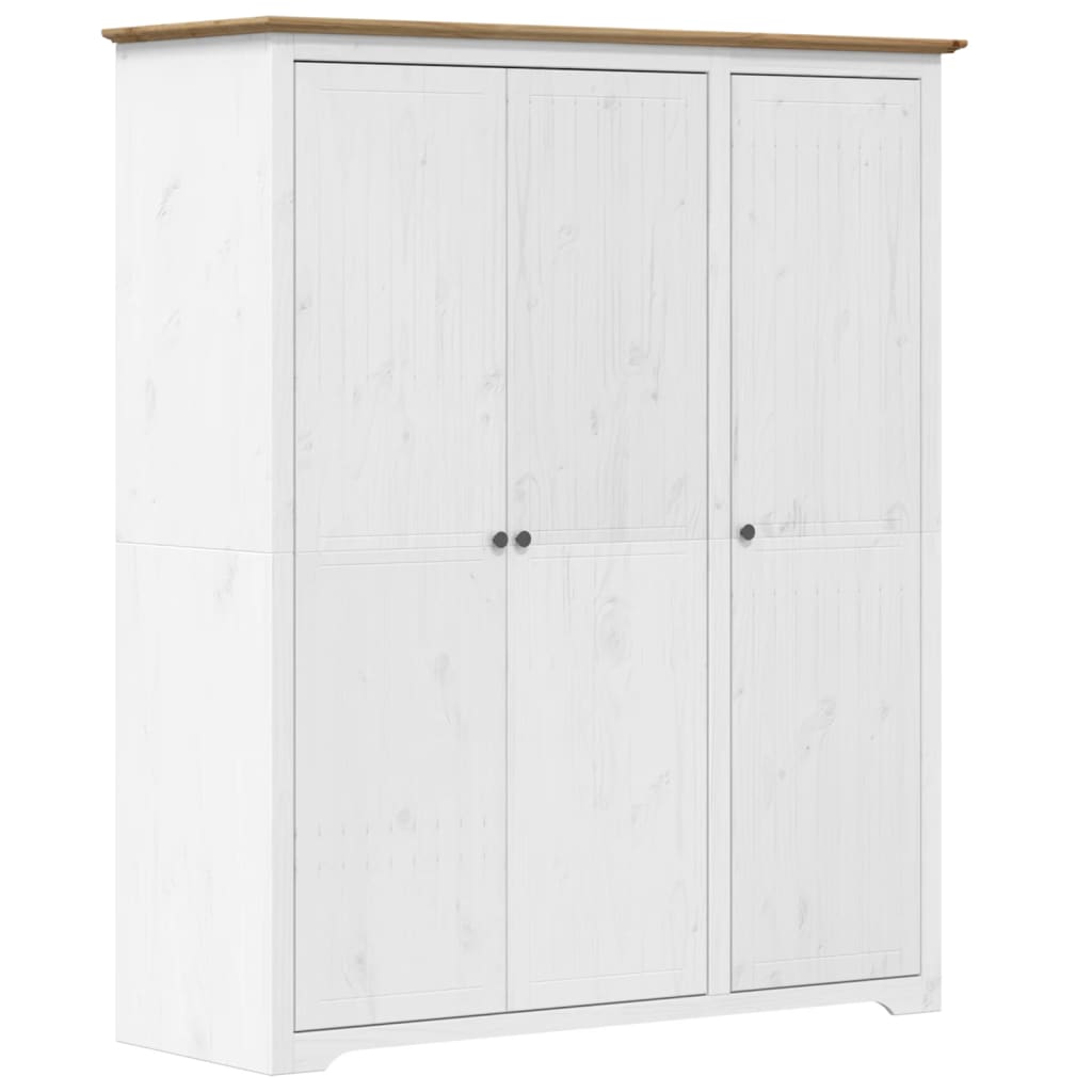 Wardrobe BODO White and Brown 151.5x52x176.5cm Solid Wood Pine - Bargainia.com - 