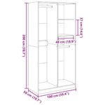Wardrobe Concrete Grey 100x50x200 cm Engineered Wood - Bargainia.com - 