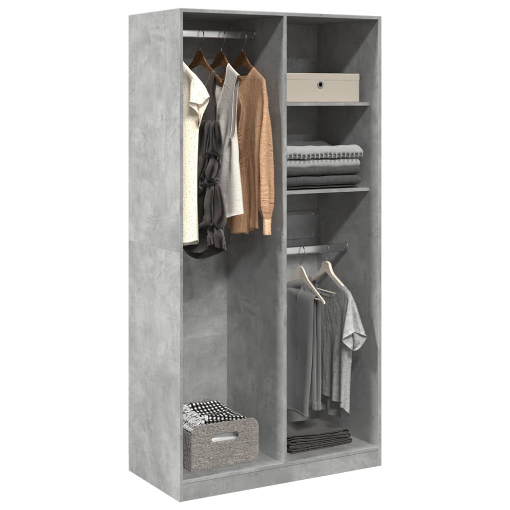 Wardrobe Concrete Grey 100x50x200 cm Engineered Wood - Bargainia.com - 