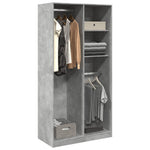 Wardrobe Concrete Grey 100x50x200 cm Engineered Wood - Bargainia.com - 