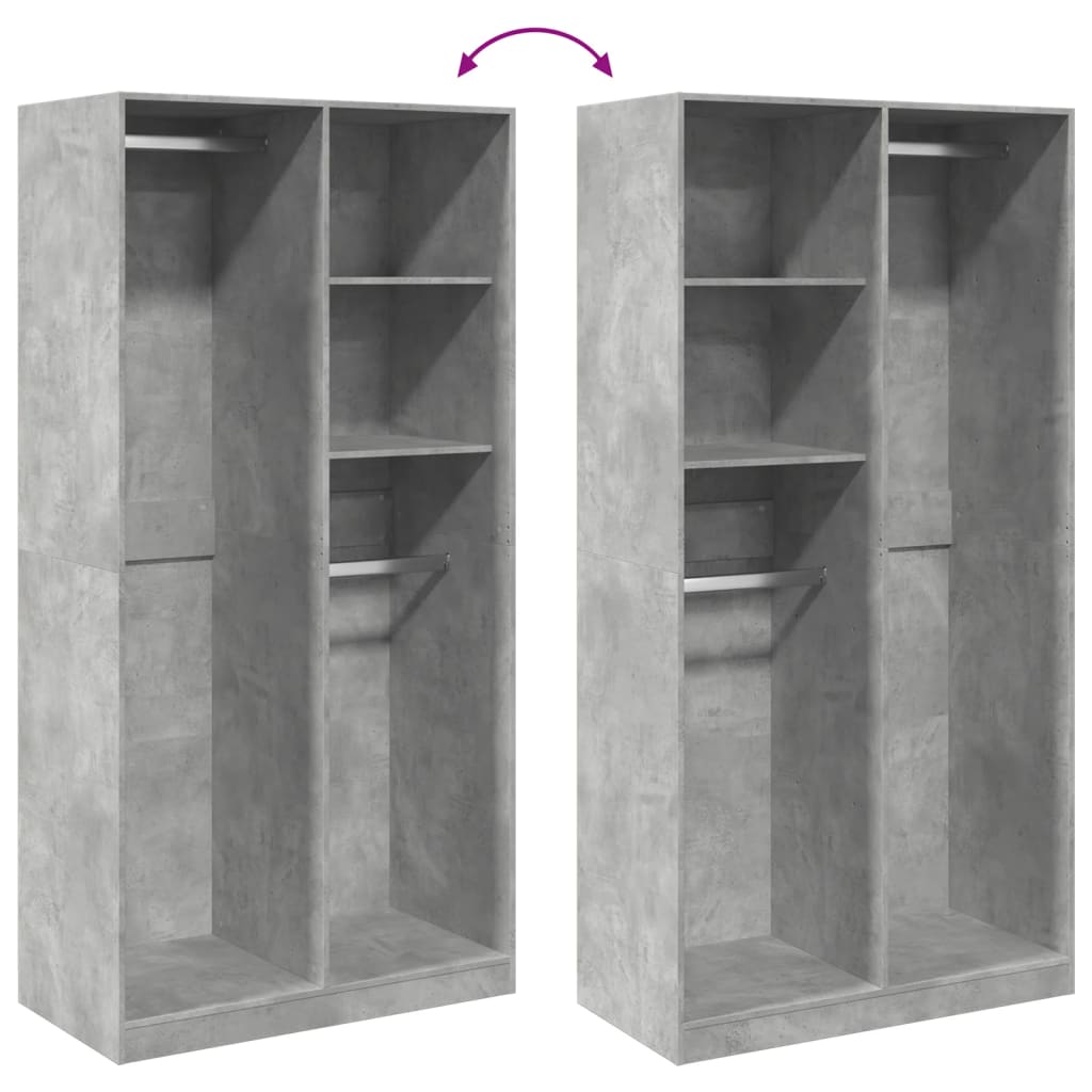 Wardrobe Concrete Grey 100x50x200 cm Engineered Wood - Bargainia.com - 