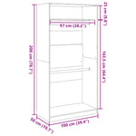 Wardrobe Concrete Grey 100x50x200 cm Engineered Wood - Bargainia.com - 