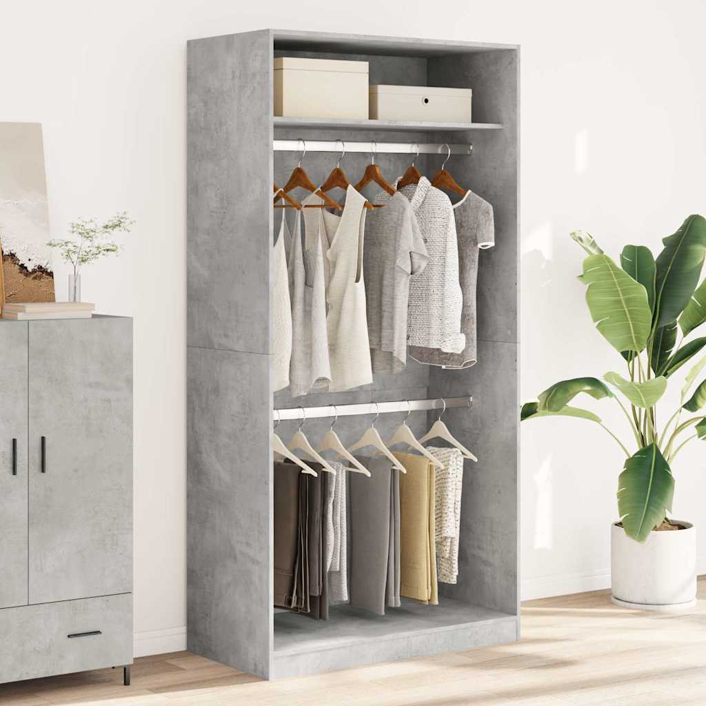Wardrobe Concrete Grey 100x50x200 cm Engineered Wood - Bargainia.com - 