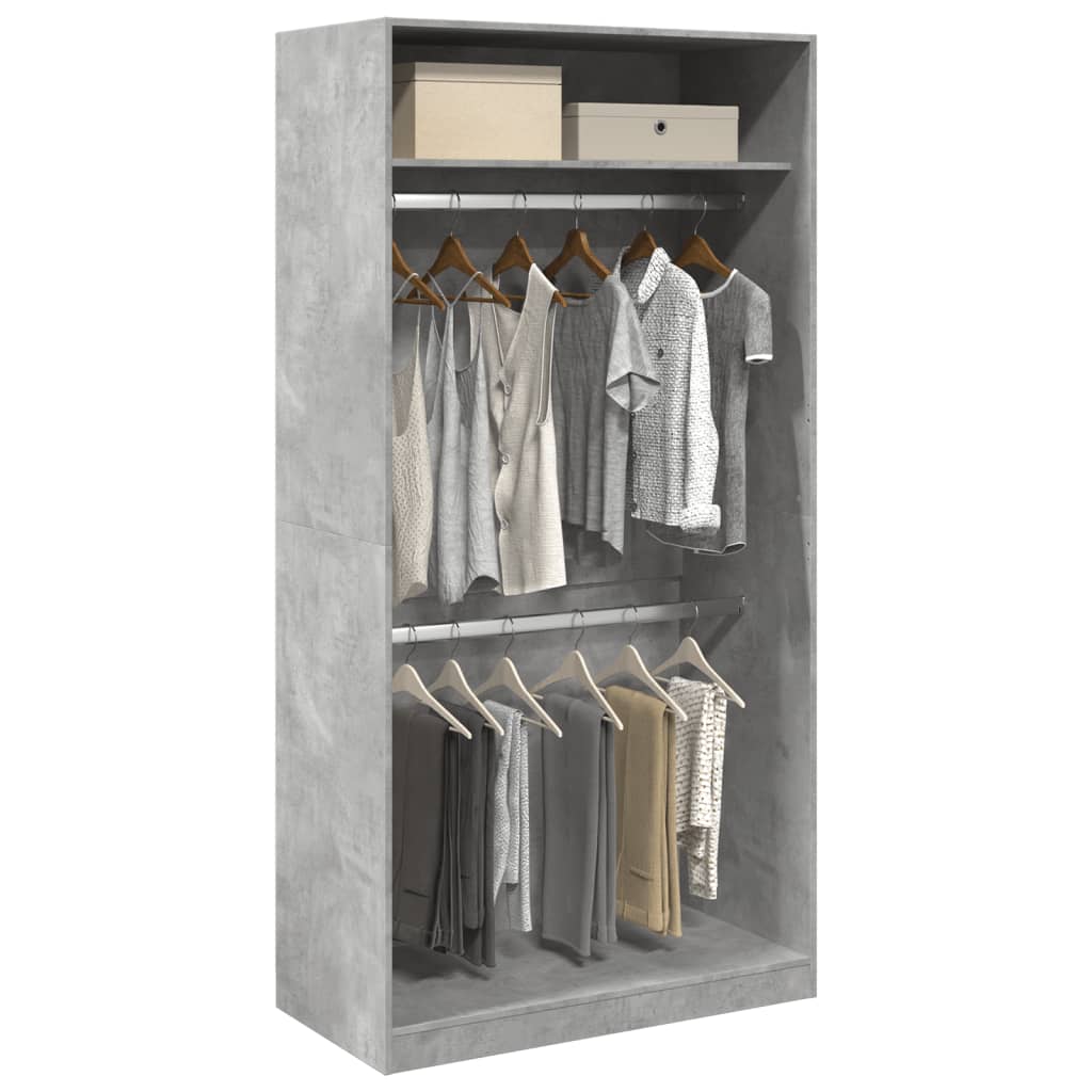 Wardrobe Concrete Grey 100x50x200 cm Engineered Wood - Bargainia.com - 
