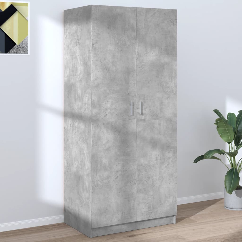Wardrobe Concrete Grey 80x52x180 cm Engineered Wood - Bargainia.com - 