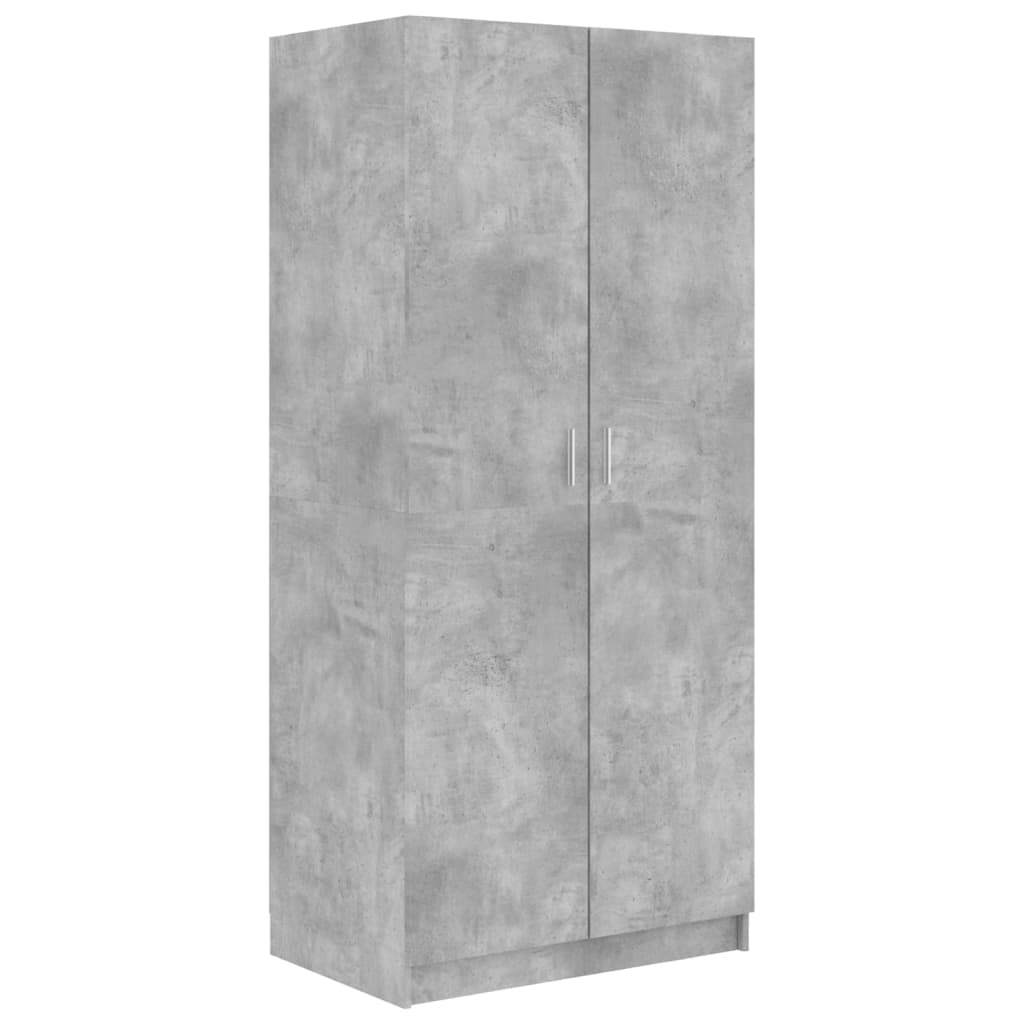 Wardrobe Concrete Grey 80x52x180 cm Engineered Wood - Bargainia.com - 