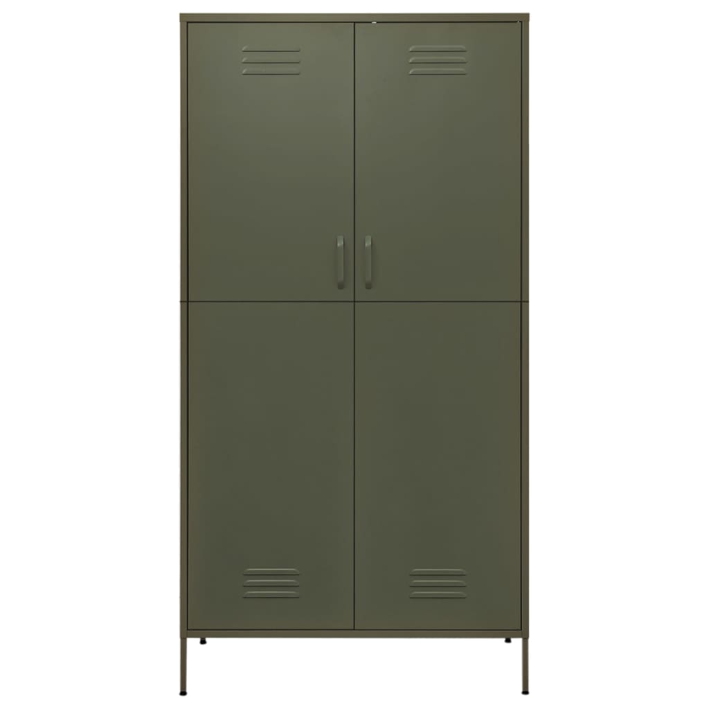 Wardrobe Olive Green 90x50x180 cm Steel - Bargainia.com - 