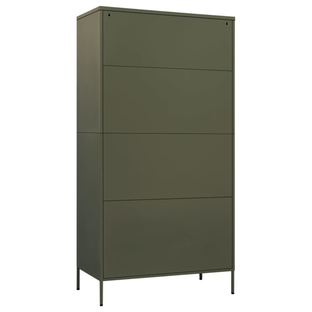 Wardrobe Olive Green 90x50x180 cm Steel - Bargainia.com - 