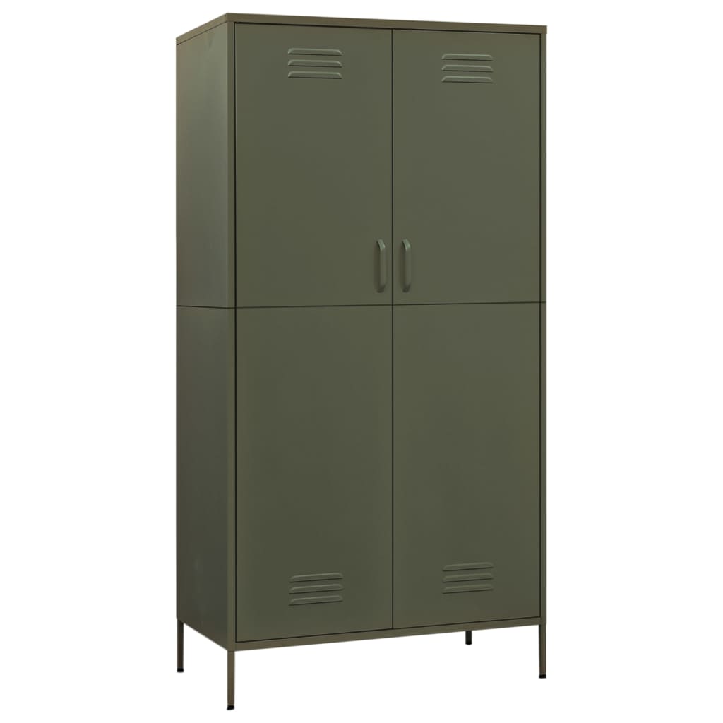 Wardrobe Olive Green 90x50x180 cm Steel - Bargainia.com - 