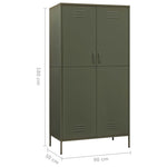 Wardrobe Olive Green 90x50x180 cm Steel - Bargainia.com - 