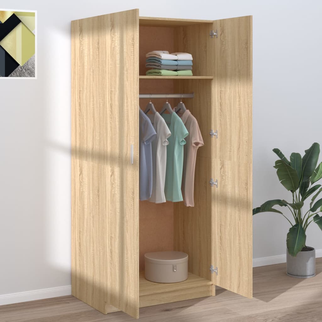 Wardrobe Sonoma Oak 80x52x180 cm Engineered Wood - Bargainia.com - 8719883740218 - 800624