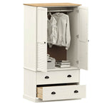 Wardrobe VIGO White 90x55x170 cm Solid Wood Pine - Bargainia.com - 