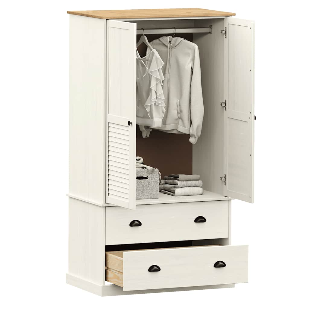 Wardrobe VIGO White 90x55x170 cm Solid Wood Pine - Bargainia.com - 