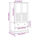 Wardrobe VIGO White 90x55x170 cm Solid Wood Pine - Bargainia.com - 