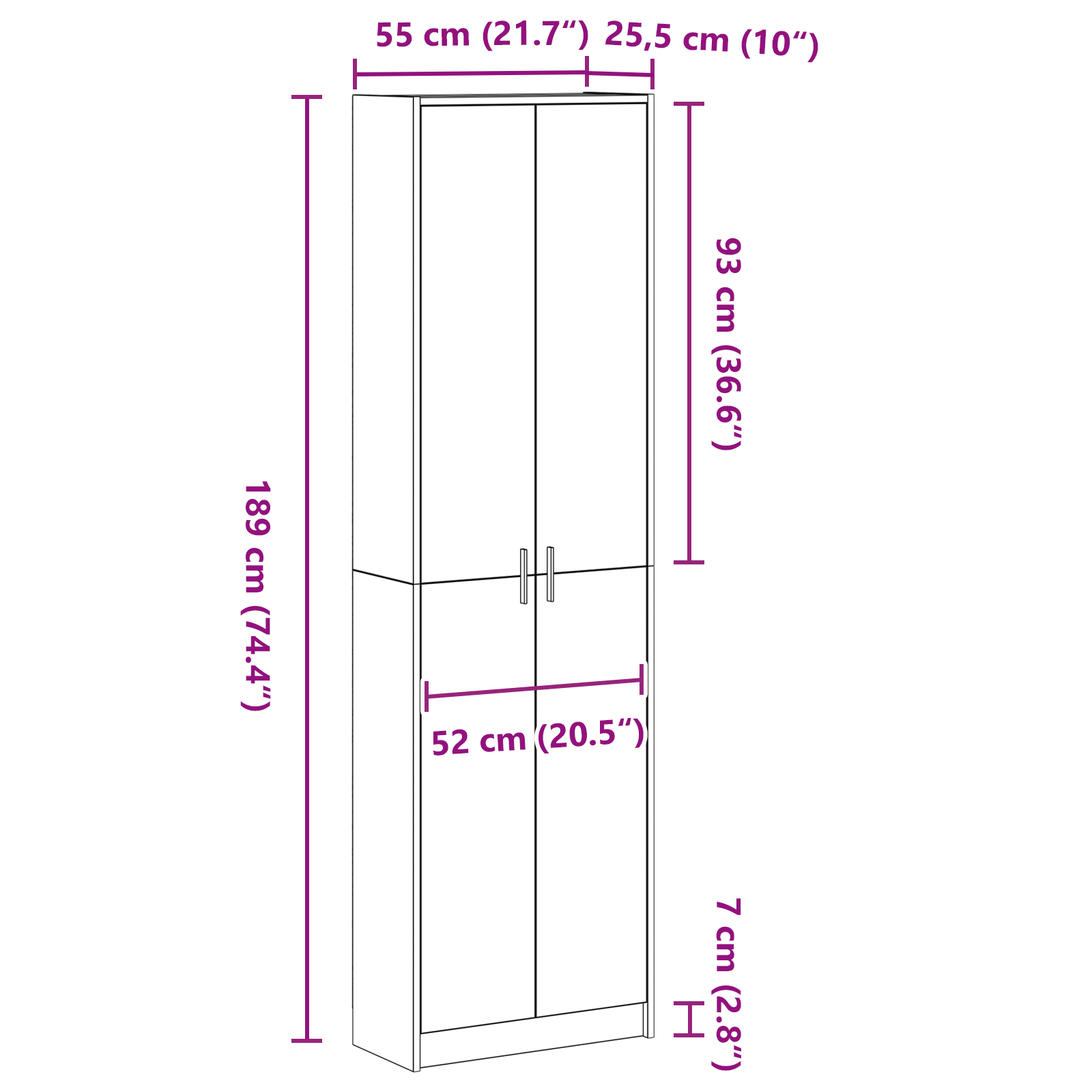 Wardrobe White 55x25x189 cm Engineered Wood - Bargainia.com - 