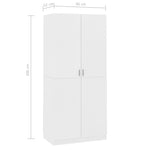White Wardrobe Tall with Hanging Rail & Storage 200cm - Bargainia.com - 