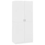 White Wardrobe Tall with Hanging Rail & Storage 200cm - Bargainia.com - 