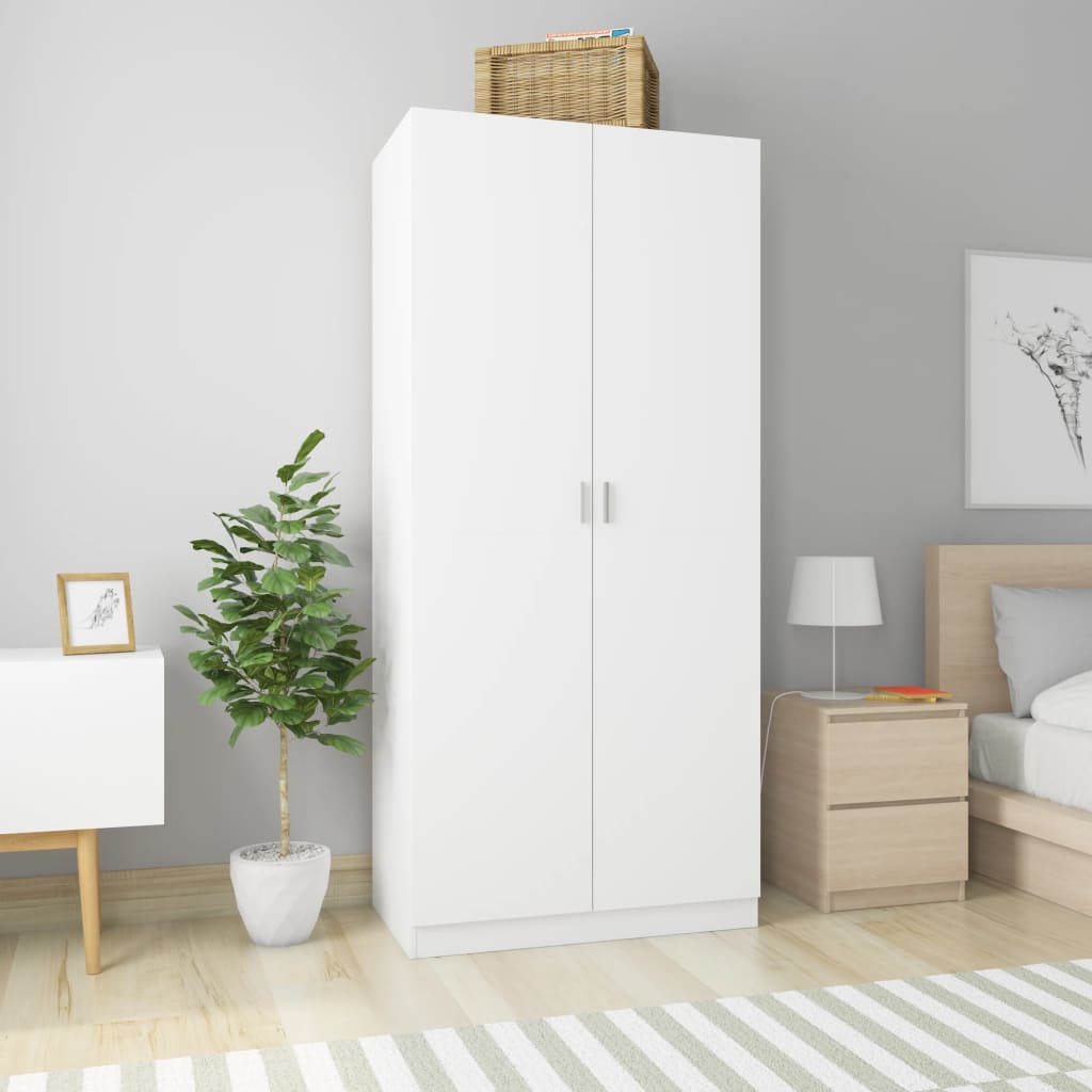Wardrobe White 90x52x200 cm Engineered Wood - Bargainia.com - 8719883740270 - 800630