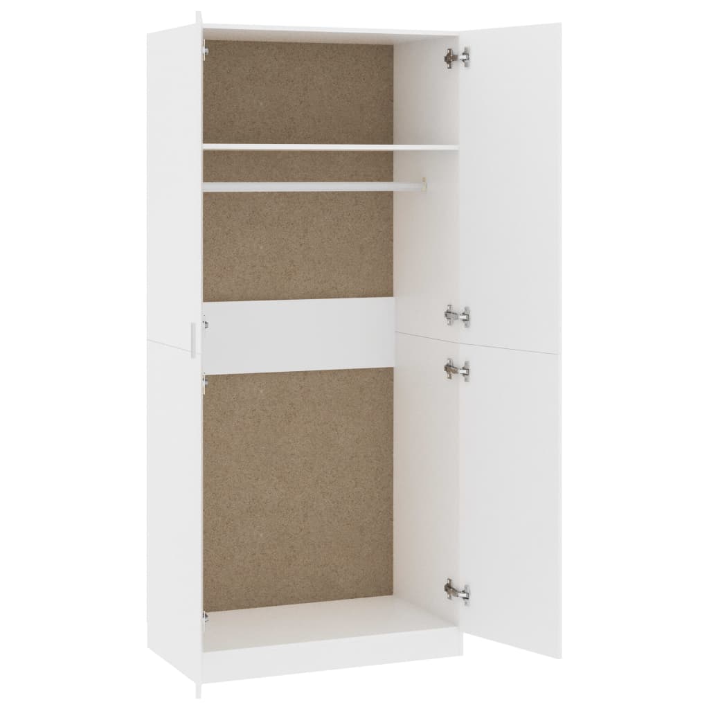 Wardrobe White 90x52x200 cm Engineered Wood - Bargainia.com - 8719883740270 - 800630