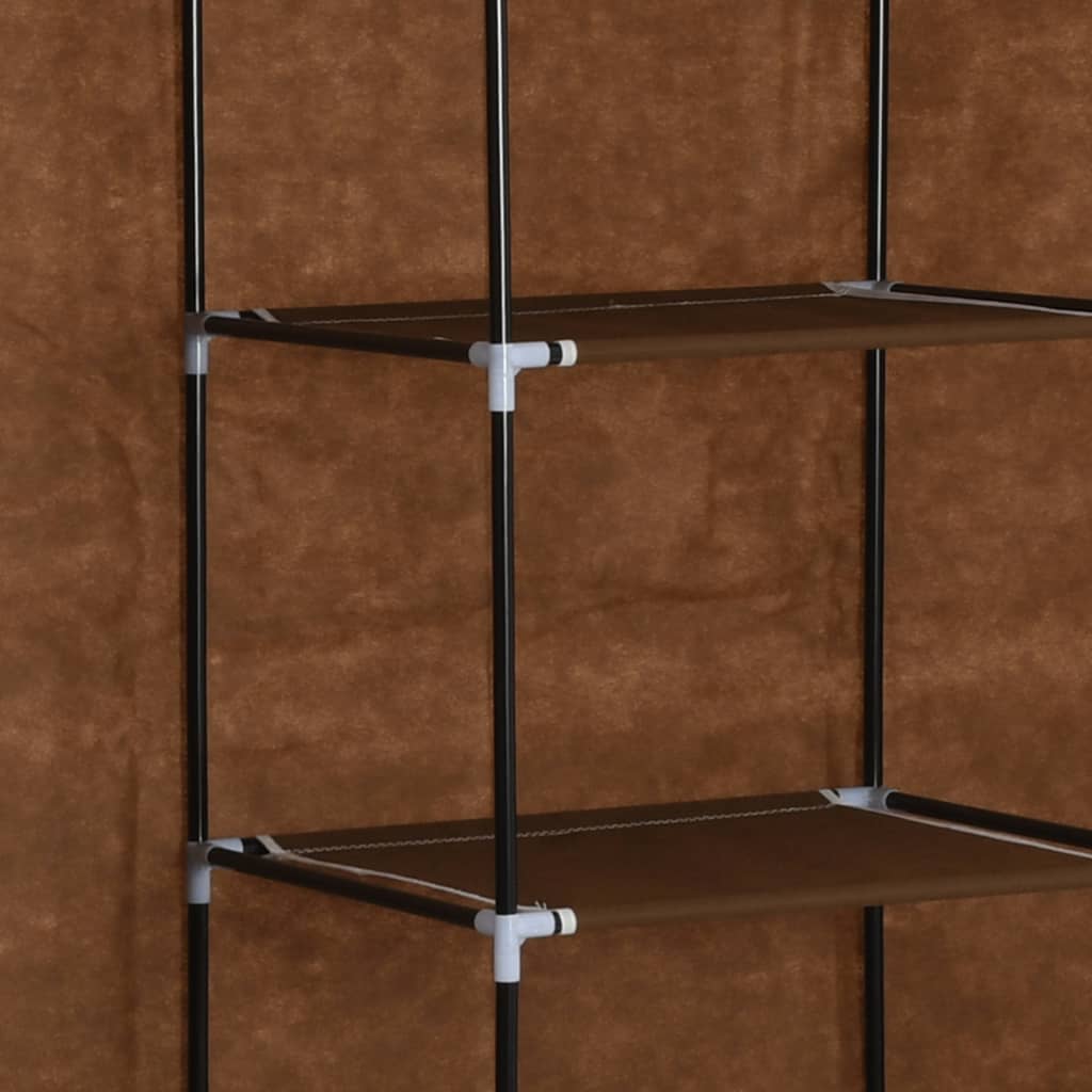 Wardrobe with Compartments and Rods Brown 150x45x175 cm Fabric - Bargainia.com - 
