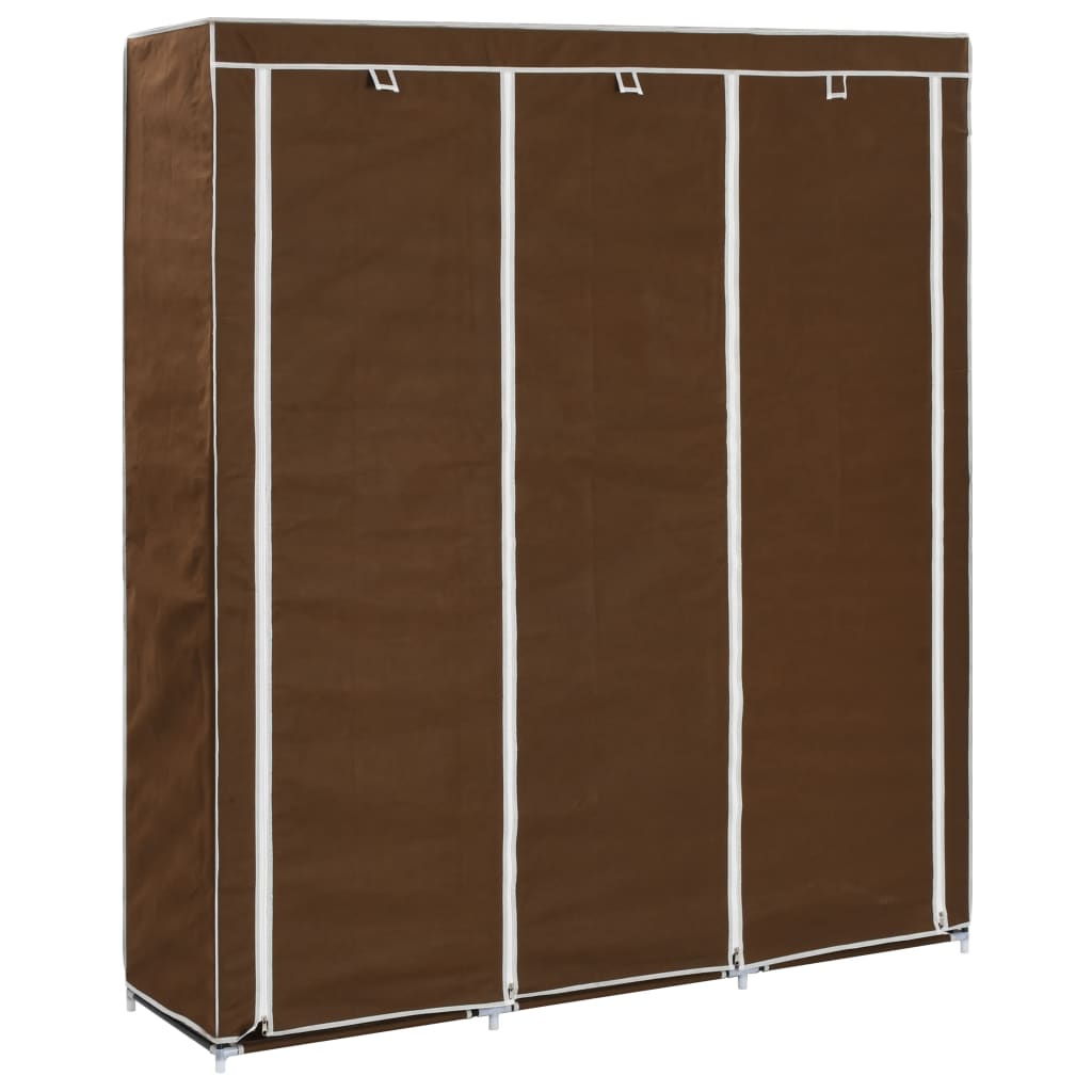 Wardrobe with Compartments and Rods Brown 150x45x175 cm Fabric - Bargainia.com - 