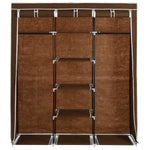 Wardrobe with Compartments and Rods Brown 150x45x175 cm Fabric - Bargainia.com - 