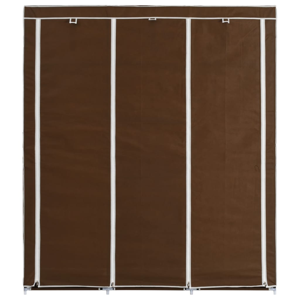 Wardrobe with Compartments and Rods Brown 150x45x175 cm Fabric - Bargainia.com - 