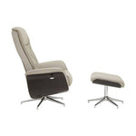 Warrington Mink Leather Effect Recliner And Footstool - Bargainia.com - 5018705951232