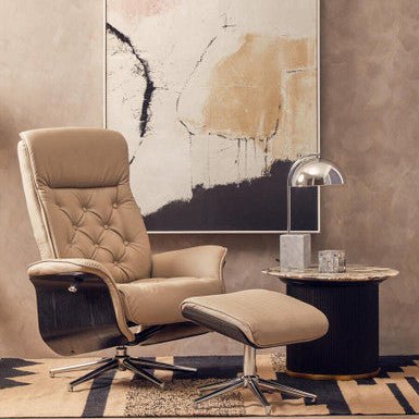 Warrington Mink Leather Effect Recliner And Footstool - Bargainia.com - 5018705951232