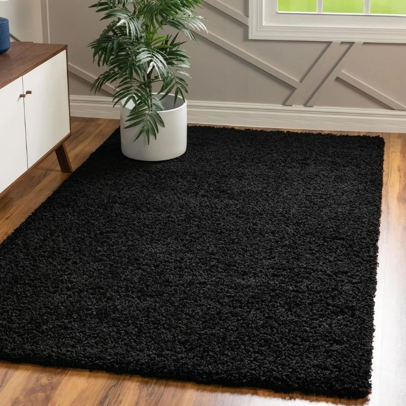Washable Black Shaggy Rug - Bargainia.com - 