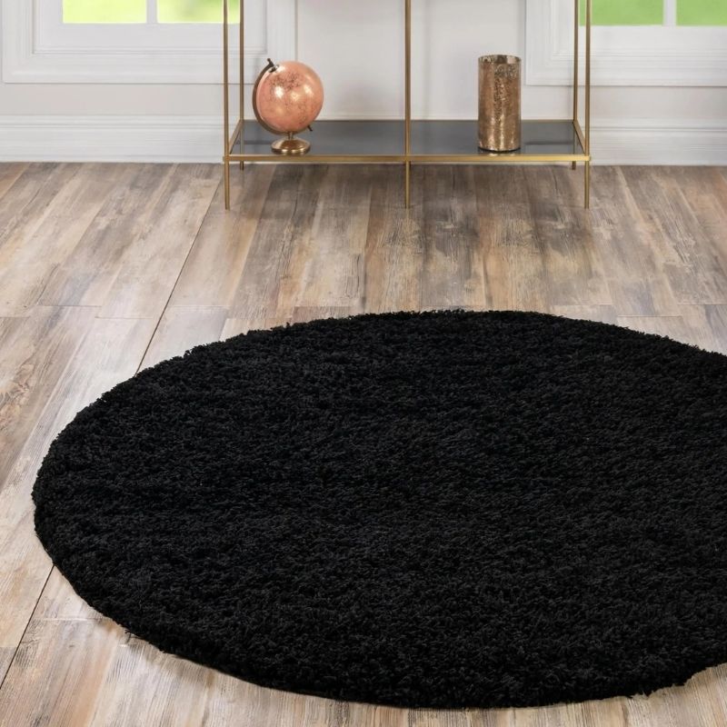 Washable Black Shaggy Rug - Bargainia.com - 5026134546110 - MYRUGX_BLACKX_100xCIR