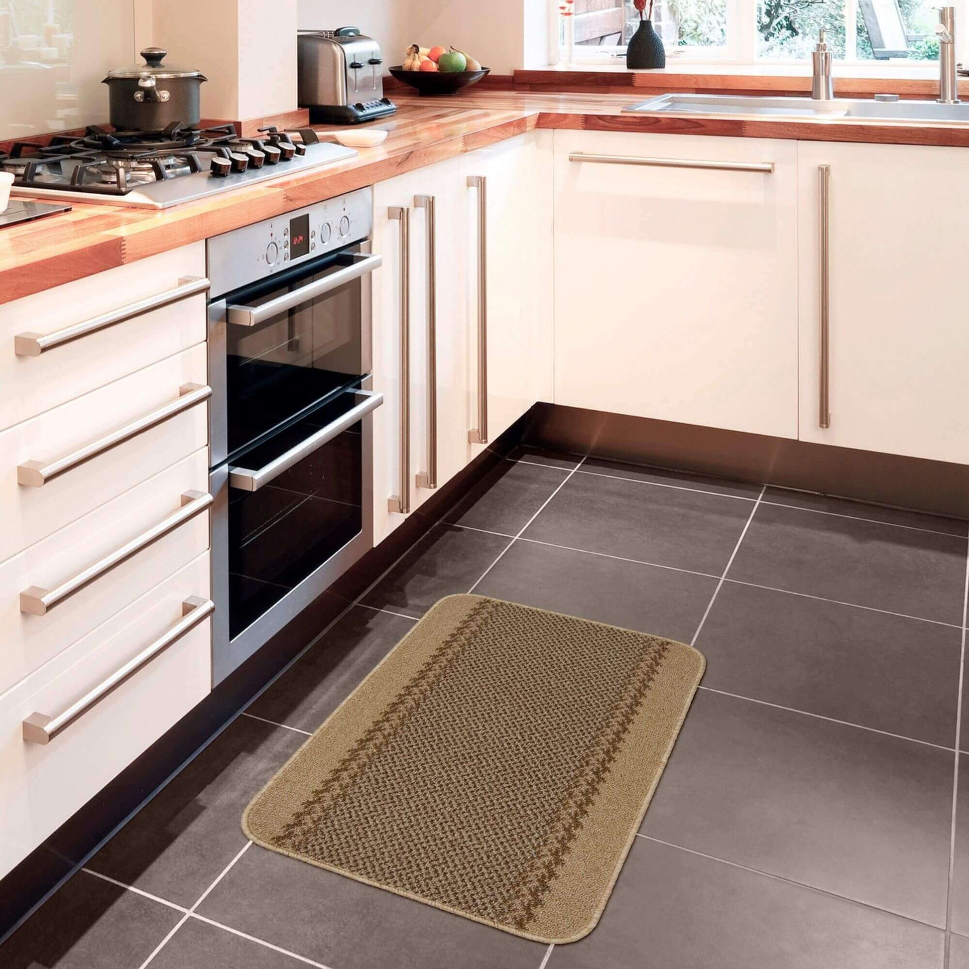 Washable Bordered Beige Rug | 116B - Bargainia.com - 5060676067511 - KIL026001