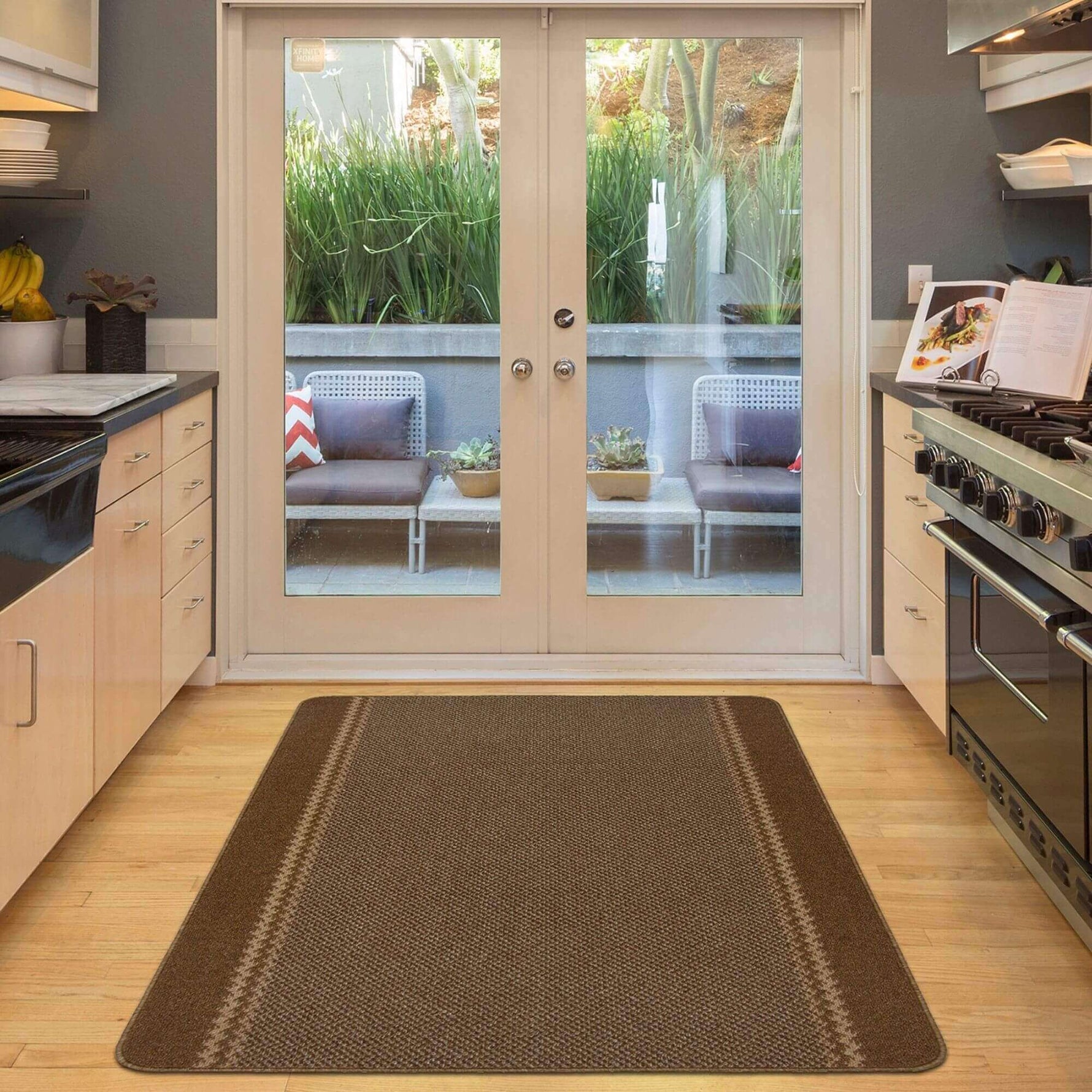 Washable Bordered Brown Rug | 116Br - Bargainia.com - 