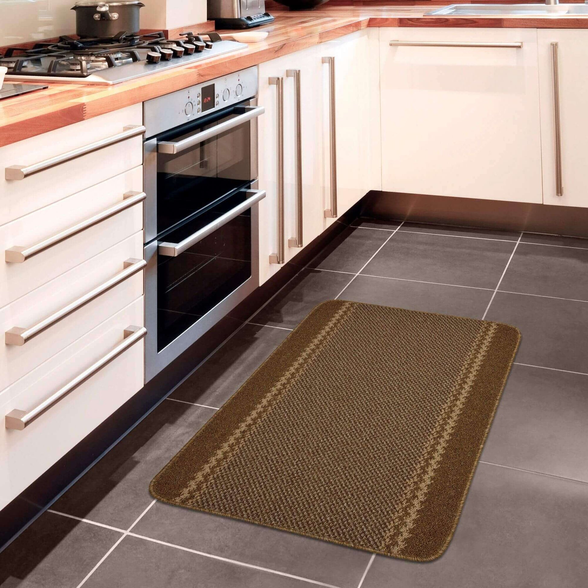 Washable Bordered Brown Rug | 116Br - Bargainia.com - 5060676067450 - KIL022004