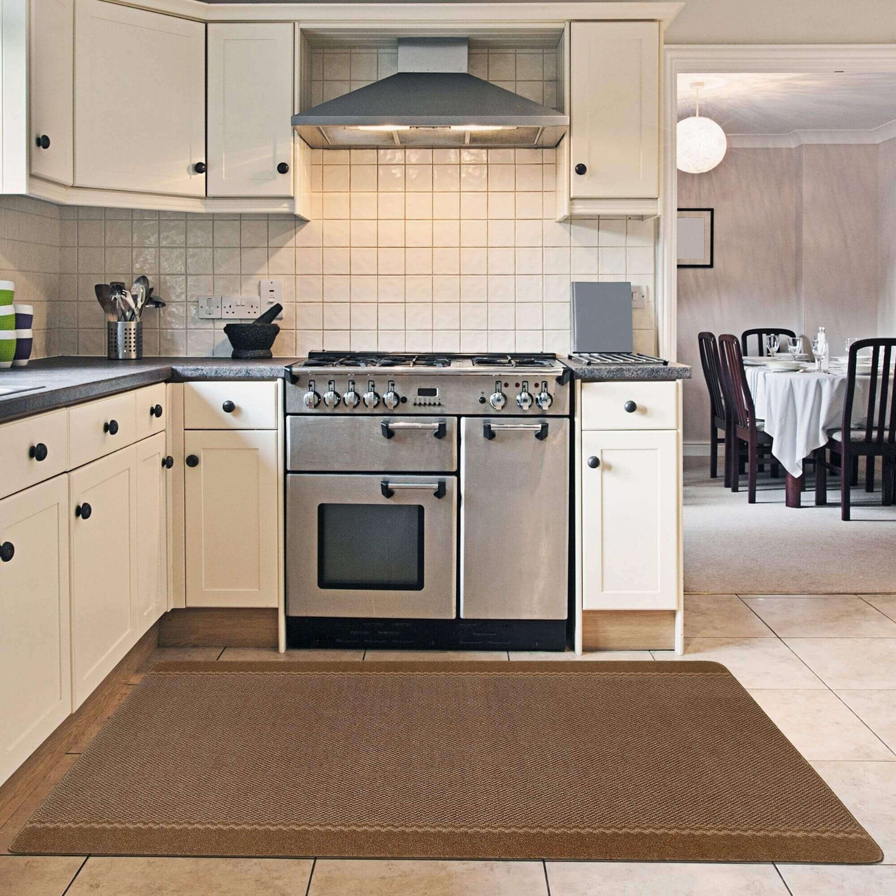 Washable Bordered Brown Rug | 116Br - Bargainia.com - 