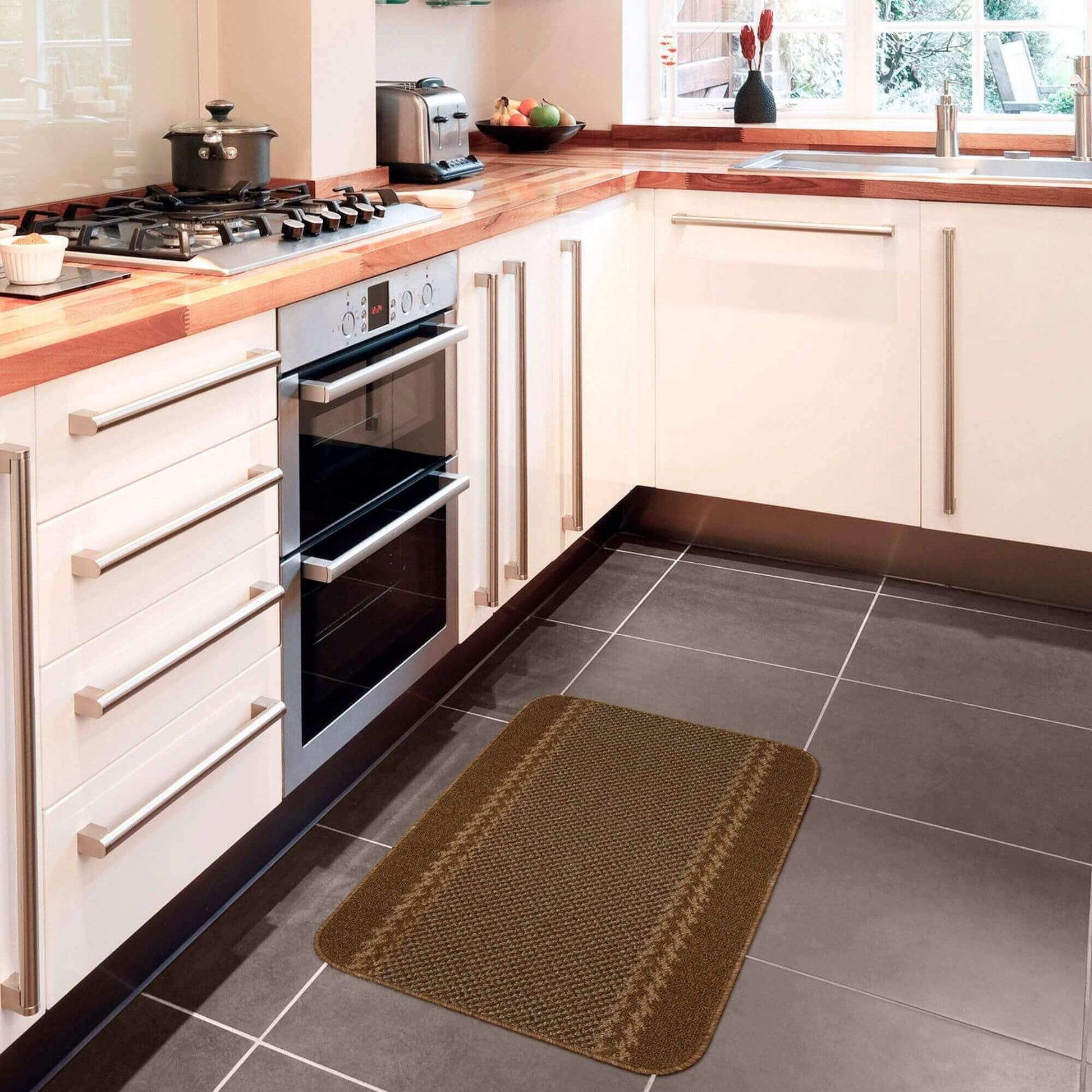 Washable Bordered Brown Rug | 116Br - Bargainia.com - 5060676067542 - KIL026004