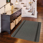 Washable Bordered Dark Grey Rug | 116D - Bargainia.com - 