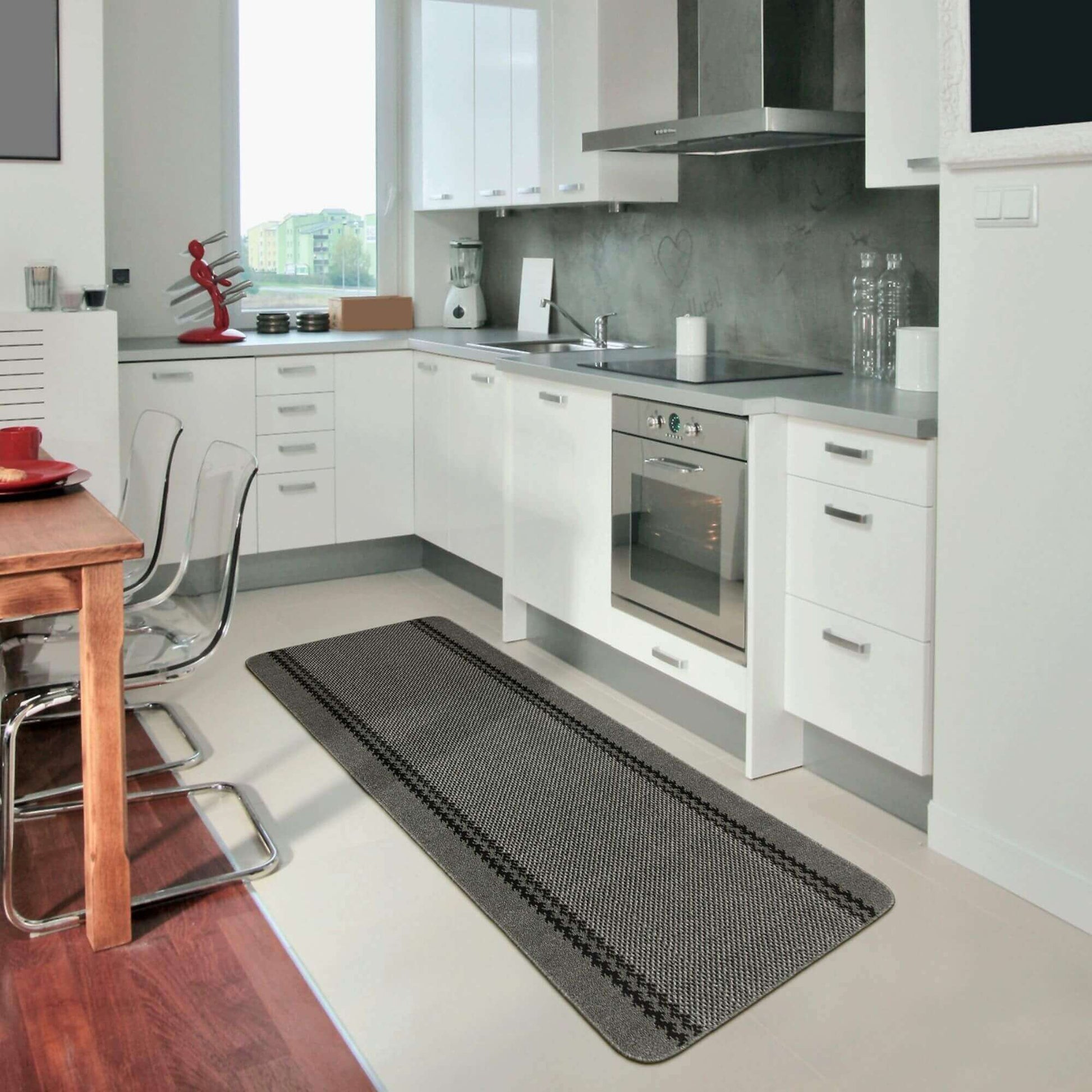 Washable Bordered Dark Grey Rug | 116D - Bargainia.com - 5060676067467 - KIL026005