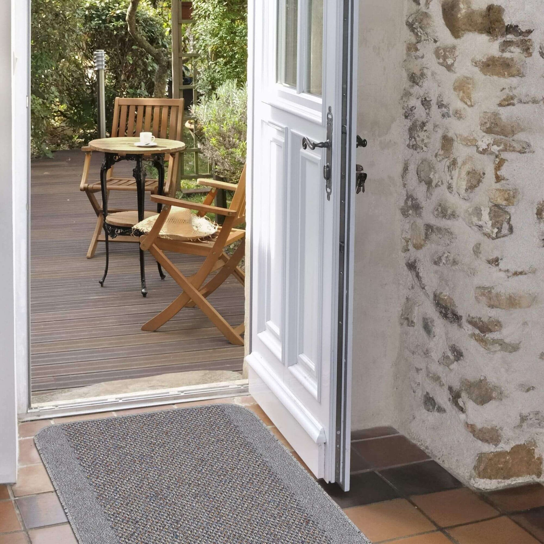 Washable Bordered Silver Grey Rug| 110G - Bargainia.com - 