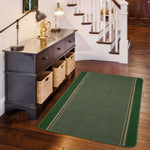 Washable Designer Bordered Green Rug | 116Gr - Bargainia.com - 