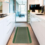 Washable Designer Bordered Green Rug | 116Gr - Bargainia.com - 