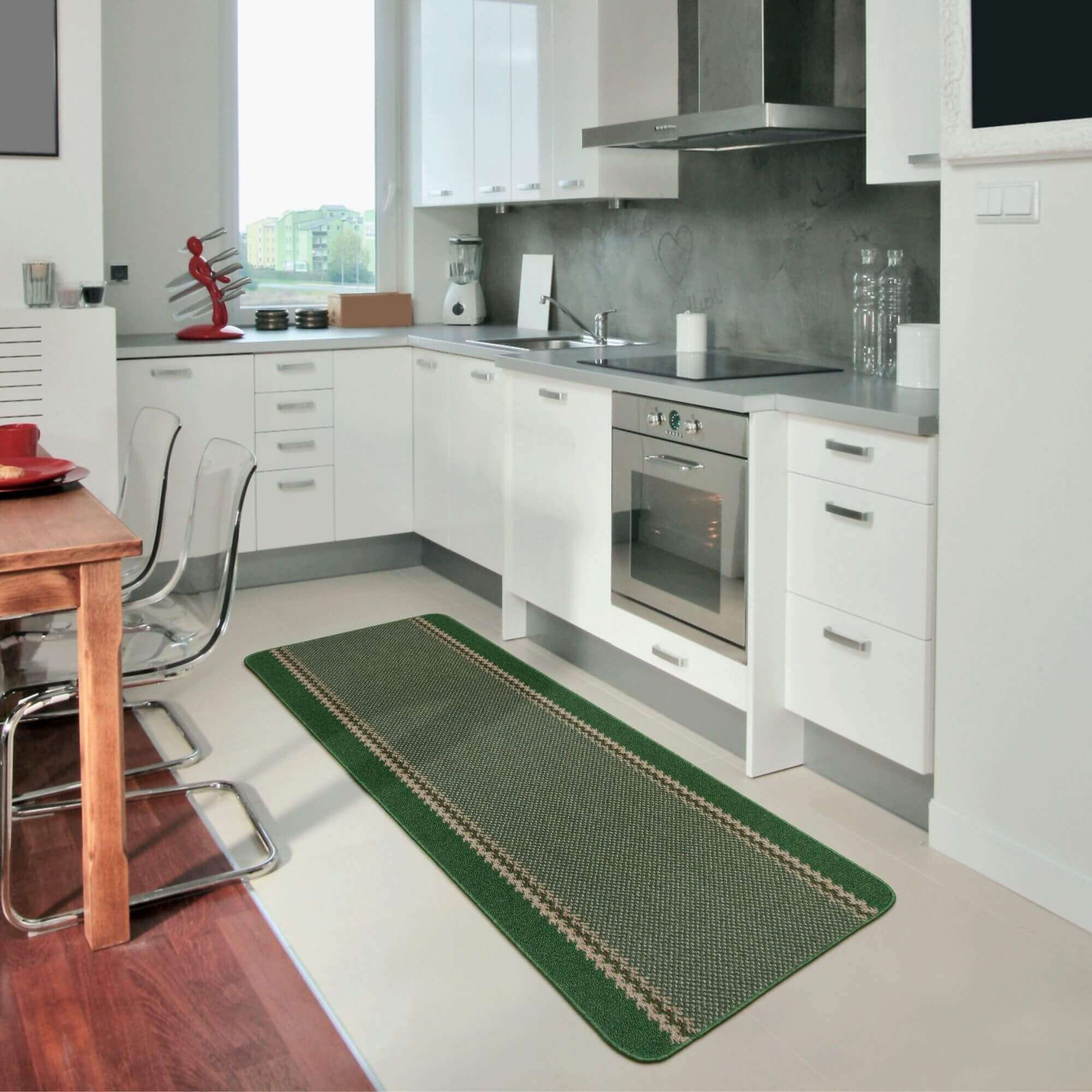 Washable Designer Bordered Green Rug | 116Gr - Bargainia.com - 5060676067412 - KIL022006