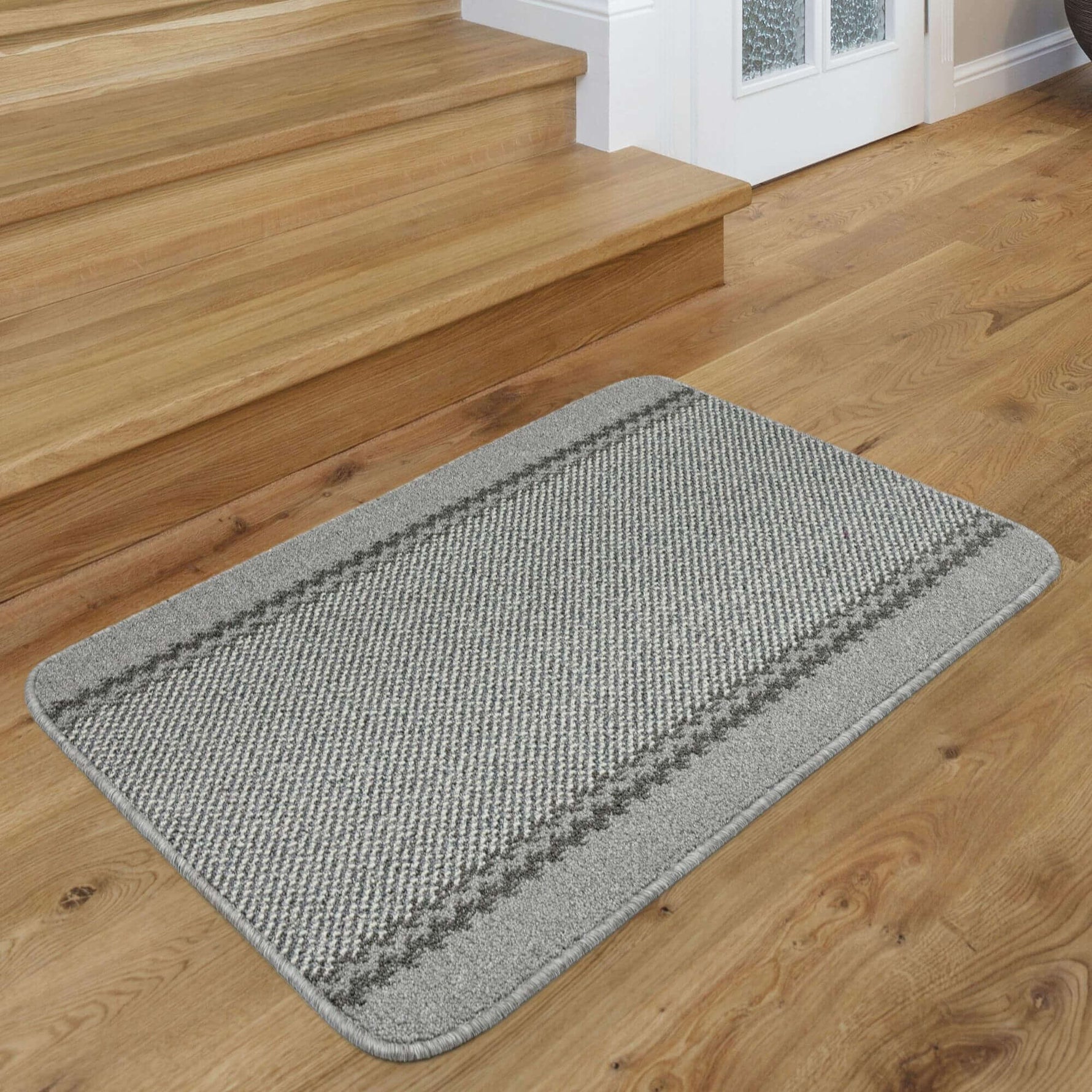 Washable Designer Bordered Grey Rug | 116G - Bargainia.com - 