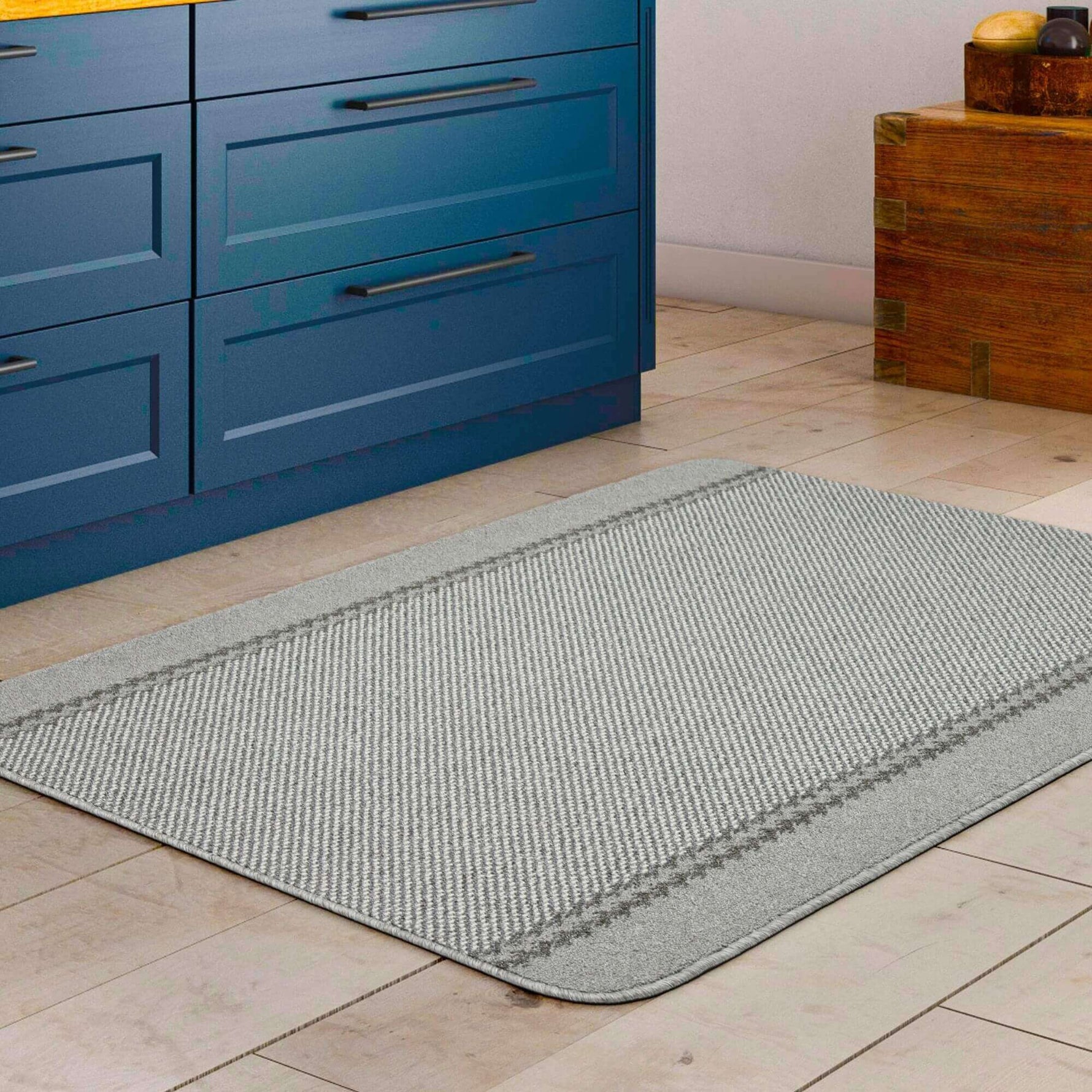 Washable Designer Bordered Grey Rug | 116G - Bargainia.com - 
