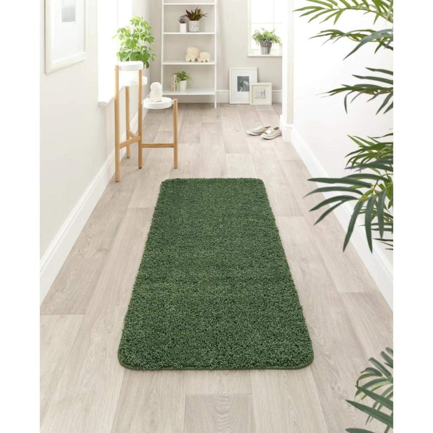 Washable Forest Green Shaggy Rug - Bargainia.com - 