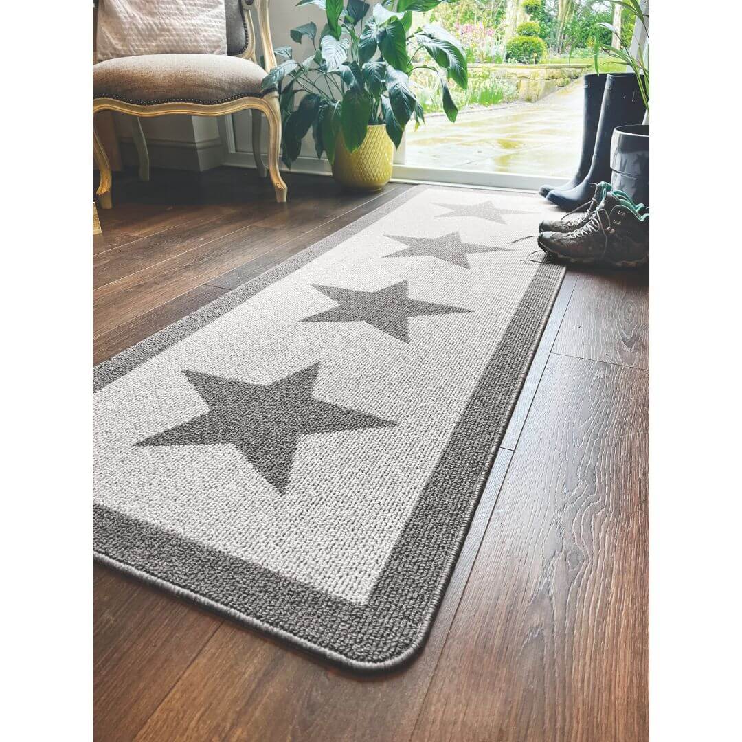 Washable Mat and Runner Star Design - Bargainia.com - 5026134546349 - MUSTAR_SILVER_067X200