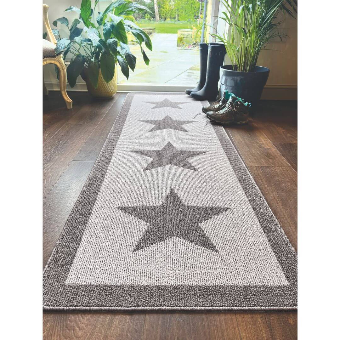 Washable Mat and Runner Star Design - Bargainia.com - 5026134546349 - MUSTAR_SILVER_067X200