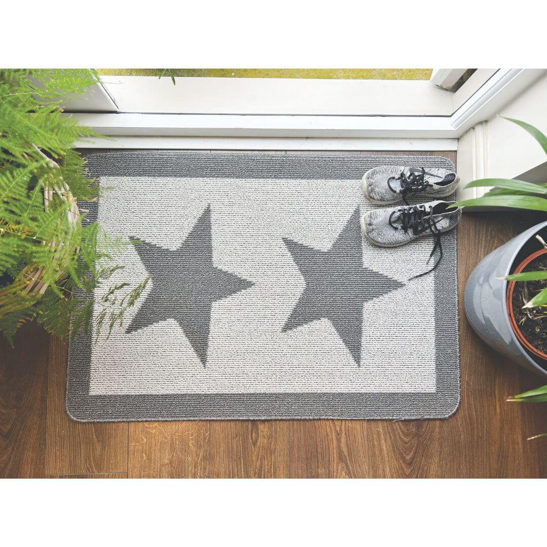 Washable Mat and Runner Star Design - Bargainia.com - 5026134546349 - MUSTAR_SILVER_067X200