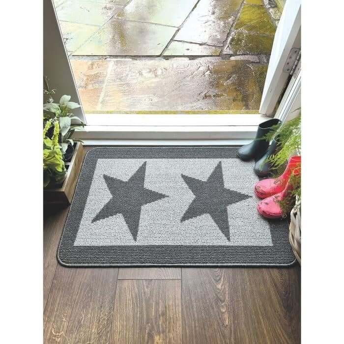 Washable Mat and Runner Star Design - Bargainia.com - 5026134546387 - MUSTAR_CHARCL_067X200